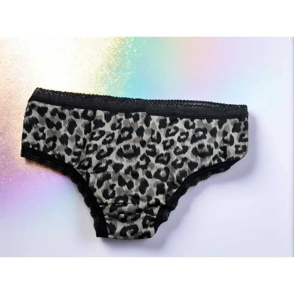 New Bikini Brief Lace Accent Animal Big Cat Small Panties Underwear NWOT